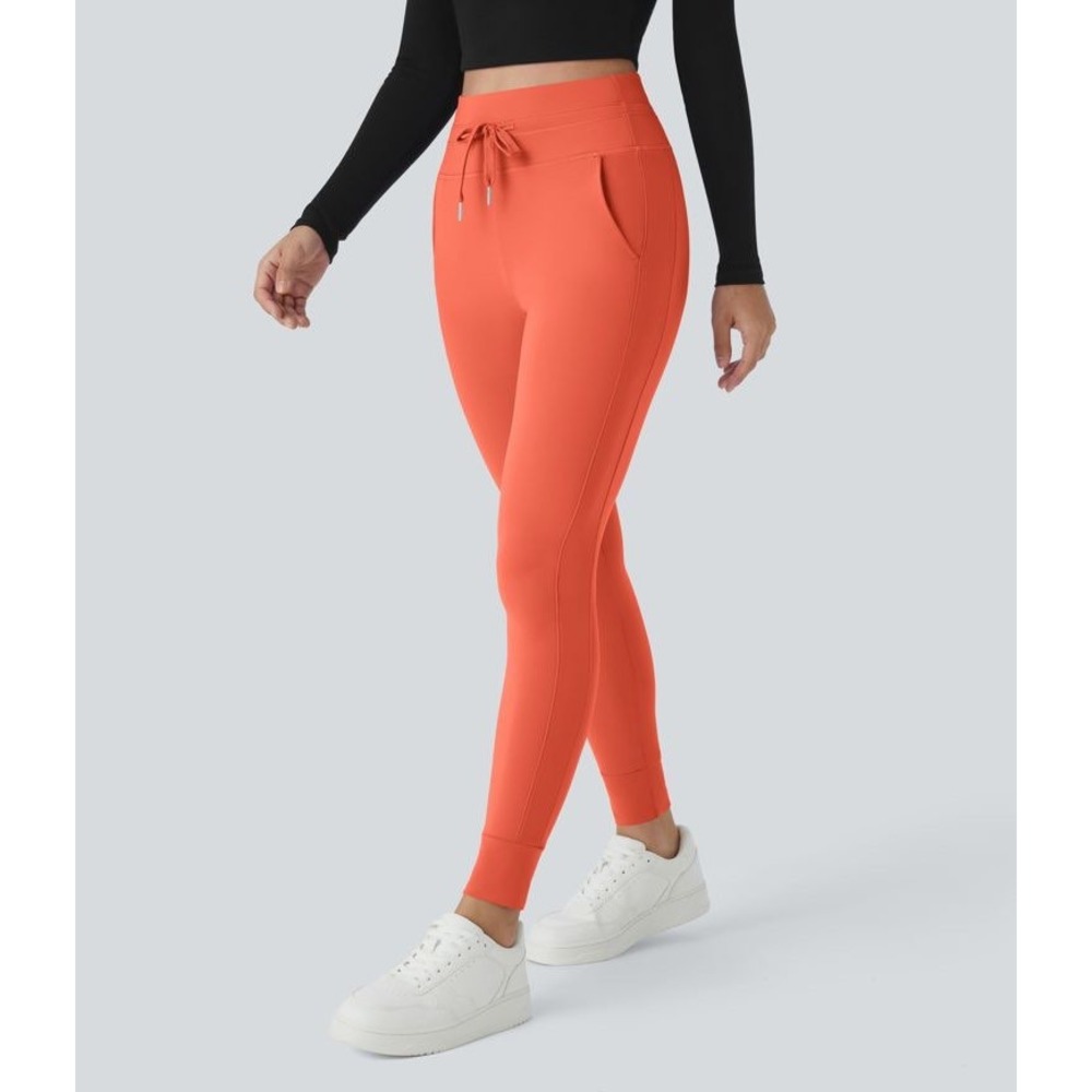 NWT Halara Softlyzero Plush High Waisted Drawstring Joggers in Tigerlily Size XS - Picture 5 of 10